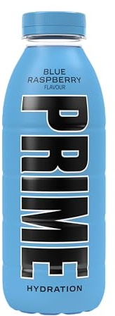 PRIME HYDRATION Blue Raspberry, Bebidas deportivas, Electrolitos mejorados para reponer líquidos, 250 mg de BCAA, vitaminas B, antioxidantes, bajo contenido en azúcar, 500 ml