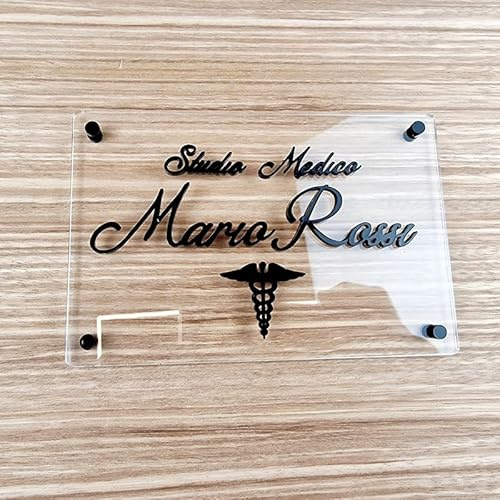 Targa in Plexiglass Personalizzata | Insegna con Caratteri in Rilievo 3mm | Targhetta Pubblicitaria, Dottori, Studi Professionali, Ristoranti, Attività commerciali (50 x 35 m, Personalizza)