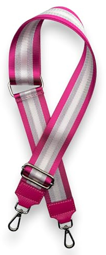 Ziona Taschengurt zum Wechseln Schultergurt für Taschen Schulterriemen für Umhängetasche verstellbarer Taschenriemen Silber Verschluss Made Italy (Pink#5)