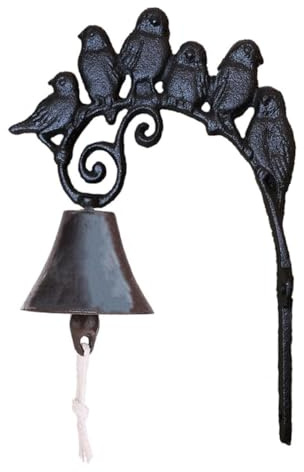 Ciieeo Rustikale Gusseisen Türglocke Mit Vogelmotiv Antike Handbetriebene Dinner Bell Für Außen Innendekoration Wetterfeste Vintage Wandglocke Für Rustikalen Landhausstil Schwarz