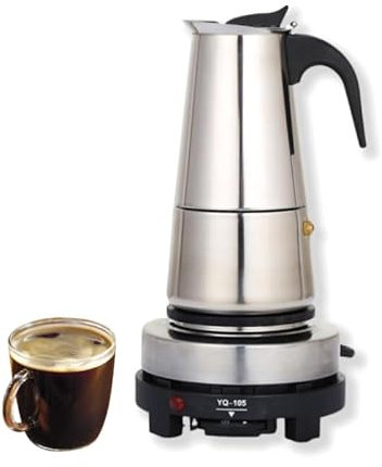 Taozhiyy Cafetera espresso de acero inoxidable, cafetera eléctrica, cafetera moka para 4 tazas de 200 ml con cocina de inducción, cafetera de espresso, cafetera de café para el hogar, apta para