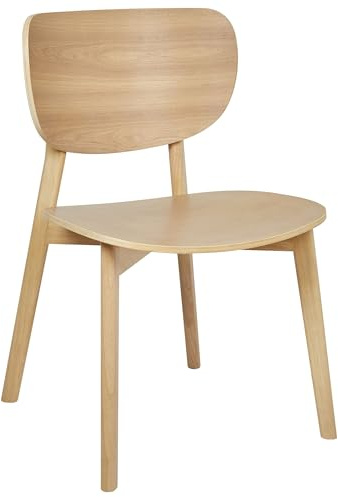 Beliani Esszimmerstuhl 2er Set Gummibaumholz Hellbraun Holzstuhl ohne Armlehnen Overly