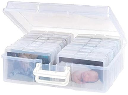 Caja de para fotos, interior transparente, con cierre de fotos de | Kit organizador de manualidades, caja grande, almacenamiento para estudios, almacenamiento de fotos, gran