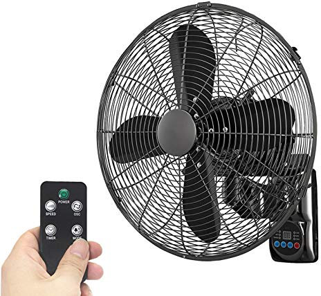 OLSKFUH Ventilatore da Parete | con Telecomando | 16 Pollici | Oscillazione silenziosa | Rumore Ultra Basso 35-40 Db | 220 V Tre Regolabili | Nero, 18 Pollici,Black-18In(50 X 55 * 30cm)