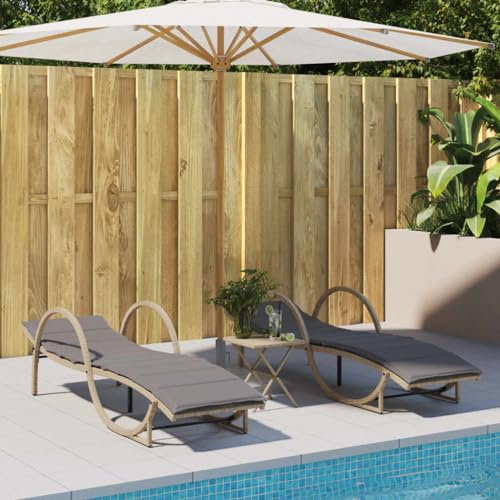 Xichuzi Sonnenliegen 2 STK. mit Auflagen Beige Poly Rattan, Gartenliege, Liegestuhl, Sonnenstuhl, Sonneninsel Outdoor, Liegen, Gartenmöbel, Bäderliege, Relaxliege - 3277311