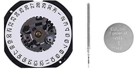 Huudngeje Mouvement de Montre à Quartz Japonais VX32 VX32E Date à 3 avec Tige de RéGlage et Accessoires de PièCes de RéParation de Montre de Batterie