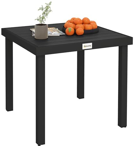 Outsunny Table à Manger de Jardin pour 4 Personnes 78 x 78 x 74 cm Noir