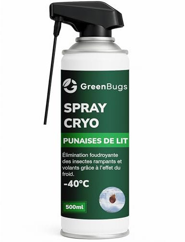 Spray Criogenico Cimici da Letto -40°C 500ml – Elimina subito Cimici e Uova – Applicatore Preciso – Soluzione Naturale ed Efficace senza Insetticidi – GREENBUGS