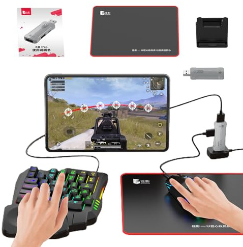Spielmäuse und Tastatur-Kombination – Mechanische Tastatur-Mäuse-Kombination, ergonomisches Halbhand-Konverter-Set zum Tippen, Programmieren von Esports