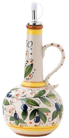 Muzrunq Keramik -Olivenölspenderflasche, 700 ml Olivenölflasche mit Edelstahlauslauf und Griff für Küchensauces Essig
