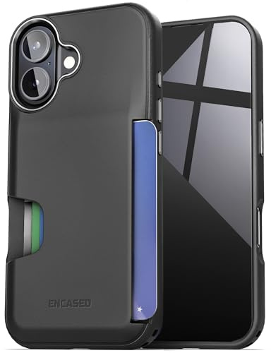 ENCASED Plånboksfodral för iPhone 17 (Cache-serien) - Skyddsfodral med inbyggd kortplats (svart)
