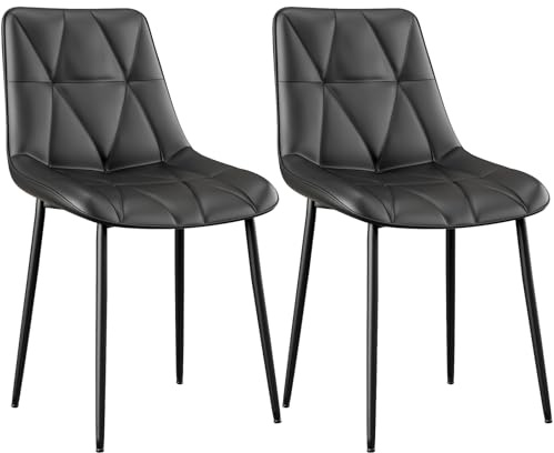 Clevich Esszimmerstühle 2er Set, Bis 200 kg, PU Polsterstuhl, Metallbeine, Stabil, Komfortabel, Einfache Montage, Küchenstühle 81x57x50CM (Schwarz, 2 Stück)