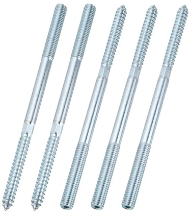 sourcing map M10 Hanger Bolts, 7.09(180mm) Length Double Headed Hanger Bolts 0.39(10mm) Wood Dowel Screw Self-Tapping Threaded Rods Screw for Assembling Wood Furniture Joint, Pack of 5