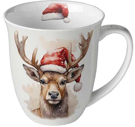 Ambiente Tasse Hirsch mit Mütze ca. 400 ml Becher