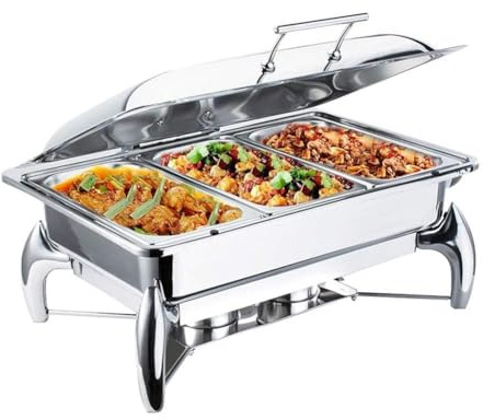 Chafing Dish Buffet r and Warming Tray for Keeping Food Warm - Food Warmer Buffet r with Full Size and 1/3rd Inserts, Hot Plates,Full Size With 1/3rd Inserts
