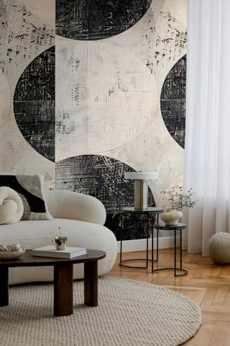 Livingwalls Cosmoplitan 791441 Photo Wallpaper with Circle Design in Black, White, Grey Graphic Non-Woven Wallpaper 8.80 m x 0.53 m Industrial Motif