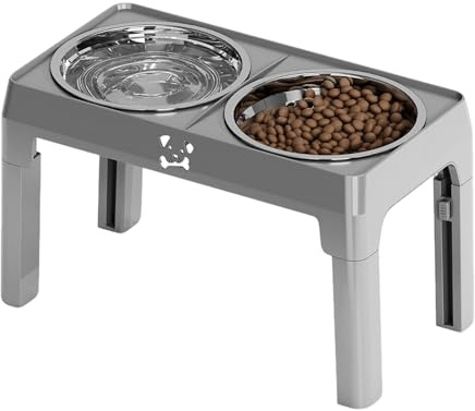 Station D'alimentation Pour Chiens | Bol D'eau Avec Support | Mangeoire Réglable En 5 Hauteurs Pour Petite Taille Moyenne Grand Chats Chiots