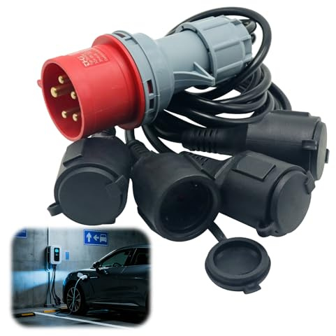 CEE Adapter Starkstrom Verteiler 32A auf 16A 400V Stecker Kupplung auf 4X 230 V Starkstrom Verlängerungskabel Für Baustellen, Landwirtschaft, Generatoren, Wohnwagen, Täglichen Einsatz