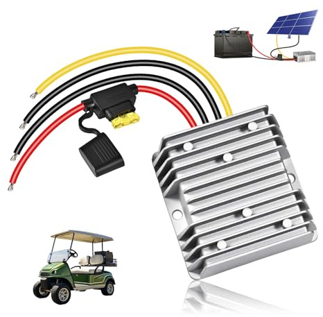 ikkwmei 36V 48V to 12V Converter 20A 240W DC-DC Step Down, 48V to 12V Converter Golf Cart Voltage Regulator with Fuse Professional Waterproof Voltage Reducer for Golf Cart Club Car LED Lights