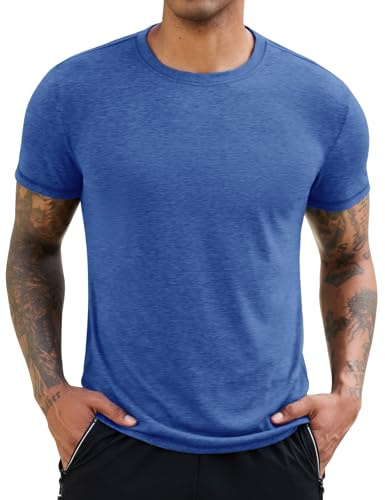 Xnova Tee Shirt Homme Basiques Uni Hauts à col Rond Décontractés Doux et Polyvalents T-Shirt Tops Manches Courtes