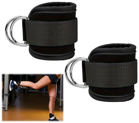 2 Stück Fußschlaufen Kabelzug, Verstellbare Fußfesseln Fußschlaufen Kabelzug Kickbacks Fußschlaufe Verstellbarer Knöchelgurte Gym Fußmanschetten für Männer Gesäßtraining Beinbeuger Knöchelgurte Gym