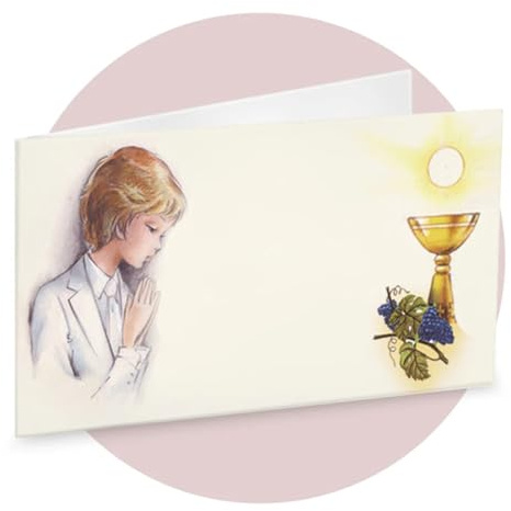 Ingrosso e Risparmio Lot de 40 billets de bonbonnière personnalisés pour la première communion, sachets pour confit de marque-place, à faire soi-même, confettata pour garçon, calice, hostie, sacré