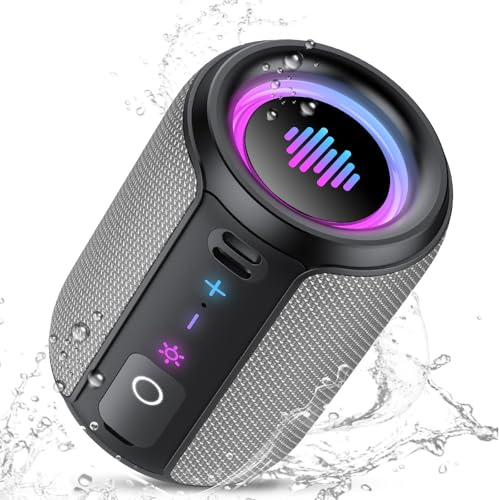 Cassa Bluetooth Portatile Potente 15W, Mini Altoparlante Bluetooth 5.4, IPX7 Impermeabile, Luci LED Colorate, Bassi Potenti, 12 Ore di Autonomia, Accoppiamento TWS, Speaker Bluetooth da Esterno Feste