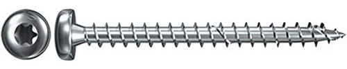 fischer Power-Fast FPF-PT 5,0 x 40 ZPF - Spanplattenschrauben mit Halbrundkopf und Vollgewinde, für Verbindungen von Metall auf Holz, blauverzinkt - 100 Stück - Art.-Nr. 652811