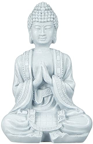 Buddha Statue Meditation 2 - Zen und Feng Shui Deko Statue - Bringt eine beruhigende und entspannende Atmosphäre in Ihr Zuhause - Glücksbringer Statue Farbe Grau - Höhe: 12cm - Zen'Light