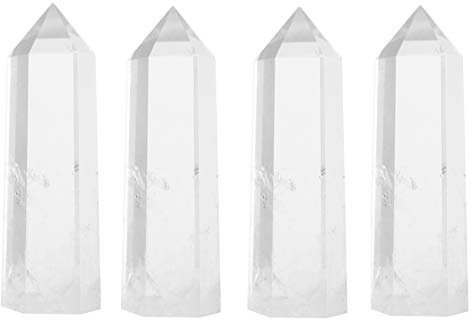 Luckeeper 4 stycken kristallrör 5 cm (2 tum) helande kristallrör med kvartsspetsar och helande stenar, 6 fasetter, meditationsterapi, Reiki-chakra