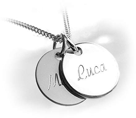 Personalisierte Kette mit zwei Namensanhängern, Plättchen mit Namen, Gravur, 925 Silber