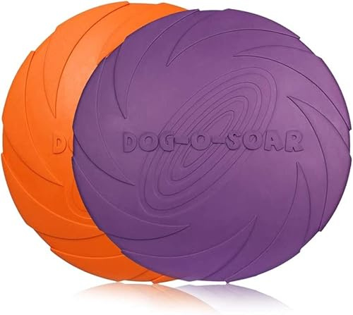 PETCUTE 2 Stück Hund Frisbees,Haustier Fliegenden Untertasse,Gummi Frisbee, Interaktive Outdoor-Spielzeug, Perfekt für Hund Werfen, Training, Spielen und Fangen,ø 20 cm