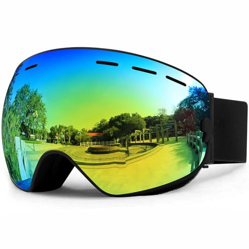 SPOSUNE OTG Skibrille Snow Snowboard Goggle Over Glasses mit Anti-Fog Spherical Dual Interchangable Lens für Männer Frauen Jugend Skifahren Snowmobile Eyewear & Helm Compatible, UV400 Schutz