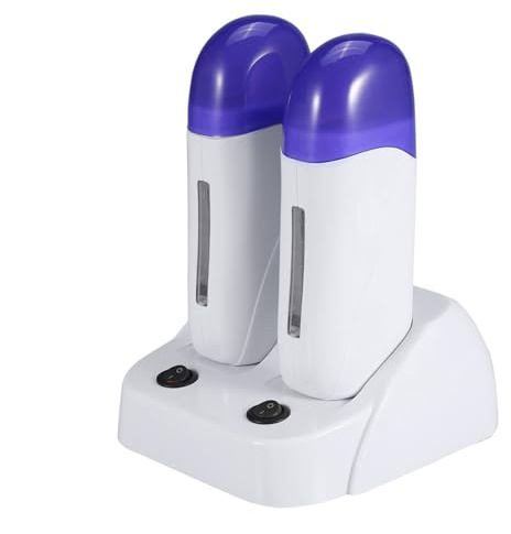 Mini Depilatory Wax Heater, Portable Cartridge Wax Depilatory Roller Warmer Heater Waxing Body Hair Removal Machine(Double Waxing Heaters)
