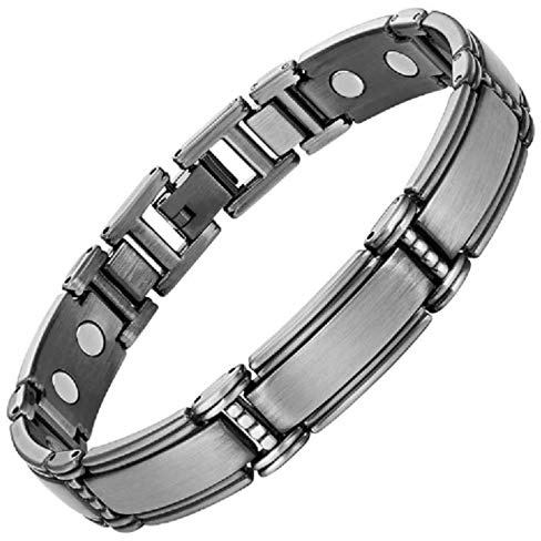 Magnetiskt armband med magneter – kungligt antikt silver – 18,8 cm
