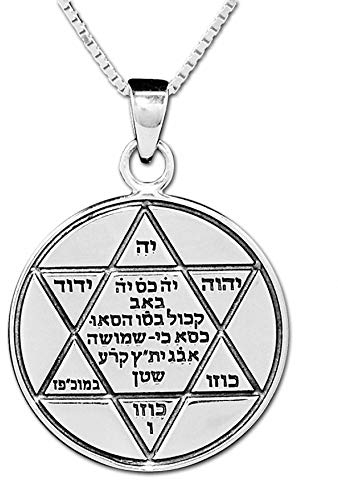 Kabbalah Amulett Davidstern Anhänger Glücksbringer, Silber 925, Holz, Emaille, Bambus, Emaille Holz Silber_rostfreier Stahl_rostfreies Silber Metall