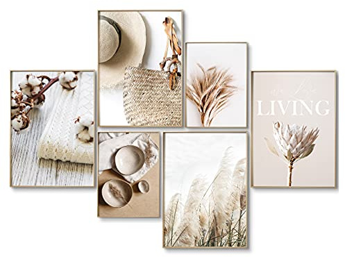 myestado - Premium Poster Set Bilder Wohnzimmer Modern Schlafzimmer Bild für Ihre Wand - ohne Bilderrahmen - 4 x DIN A3 & 2 x DIN A4 Bilder Set - ca. 30x42 & 21x30 » Living «