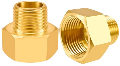 SDTC Tech 2-Pack Brass Pipe Fitting 1/2 NPT Thread Male to 3/4 NPT Thread Female Reducer Adapter, Brass Pipe Extension Connectors