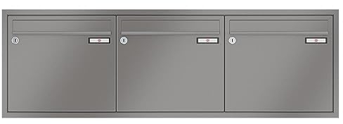 RENZ/Eckrahmen / 3er Unterputz-Briefkastenanlage Einbau-Briefkasten/RAL-Farbe 9007 Volumen 1/Dein-Briefkasten.de