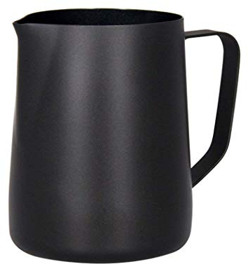 Iwinna 20 Oz(600 ML) Stainless Steel Espresso Steaming Pitchers Milk Frothing - BlackPitcher Creamer Macchiato Cappuccino Latte Art Making Pitcher Cups Frothing Pitcher - Black