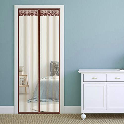 GOUTUI Fliegengitter Magnet 80x220cm Schließen Insektenschutz Balkontür Magnet Fliegenvorhang des Lichtdurchlässigen für Holz, Eisen, Aluminium Türen und Balkon, Brown