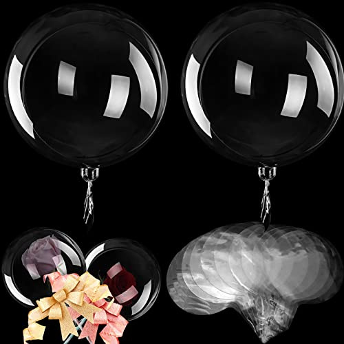 16 st genomskinliga Bobo-ballonger 61 cm (24 tum) genomskinliga bubbelballonger stora Bobobo-ballonger set runda klara ballonger för LED-upplysta ballonger fyllning födelsedag julfest