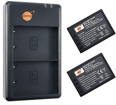 BLX-1 BLX1 Full Coded (2 pezzi) Batteria Ricaricabile Batteria di ricambio e Dual Caricatore Compatibile con OM-1 OM1 Micro SLR Camera OM System