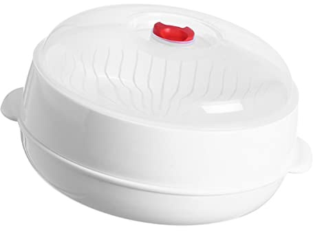 BESTonZON Mikrowellen-dampfgarer Dampfteller Für Reis Und Fisch Küchendampfer Mit Abdeckung Griffdesign Für Einfaches Tragen Geeignet Für Gedämpfte Brötchen Und Knödel