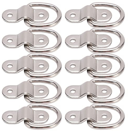 Akozon Ancore di Ancoraggio, 10 Set di Ancore di Ancoraggio Anello di Ancoraggio Gancio di Ancoraggio Anello di Ancoraggio a D per Montaggio su Superficie Anello a D Resistente per Un(d'Argento)