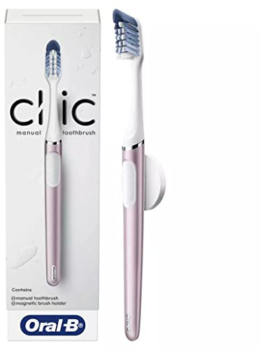 Oral-B Clic Manual Toothbrush, Rose Quartz, with Magnetic Toothbrush Holder - 1 Count