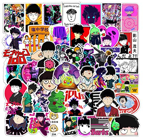 50 Pcs Anime Mob Psycho 100 Stickers for Laptop,Bumper,Skateboard,Water Bottles,Computer,Phone,Anime Sticker Pack for Kids/Teen