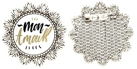Mon Amour My Love Zitat Stil Silber Blume Brosche Haken Pin Breastpin, M