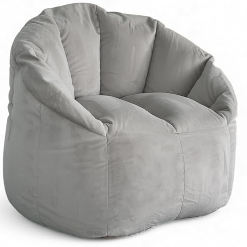 Aiire Luxus Sitzsack Sofa Erwachsene - Relaxo Bean Bag Chair Design mit Füllung für Kuschelecke - Moderner Sitzsäcke Sessel für Mädchen und Kinder aus Samt Grau