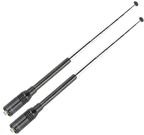 Antena SMA-F Telescópica Flexible para Radio, Doble Banda, ABS con Base Protegida, Gran Compatibilidad